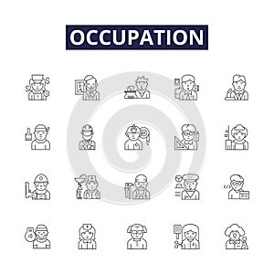 Occupation line vector icons and signs. people, therapy, occupational, occupation, health, work, care,medical outline