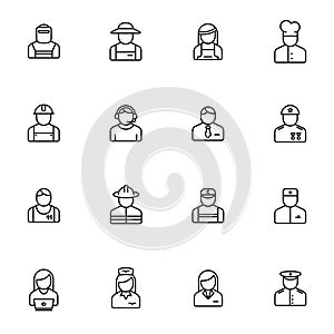 occupation outline icons isolated