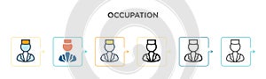 Occupation vector icon in 6 different modern styles. Black, two colored occupation icons designed in filled, outline, line and