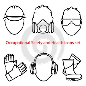 Occupational Safety and Health icons and signs set