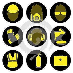 Occupational Safety and Health icons and signs set