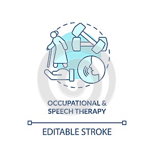 Occupational and speech therapy blue concept icon