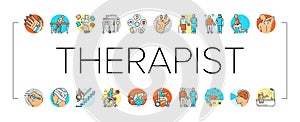 occupational therapist health icons set vector