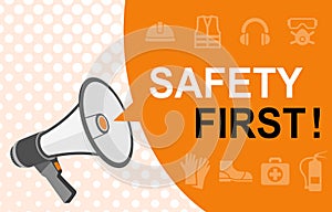 Occupational Work Safety and Health First Promotion with personal protective equipment.