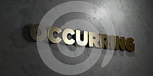 Occurring - Gold text on black background - 3D rendered royalty free stock picture