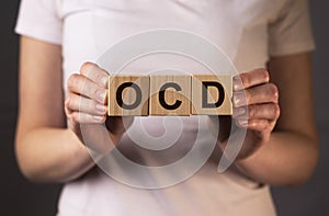 OCD abbreviation, mental disorder. Psychological concept. Obsessive compulsive disease