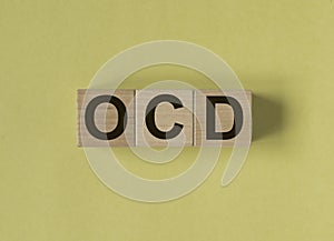 OCD abbreviation, mental disorder. Psychological concept. Obsessive compulsive disease