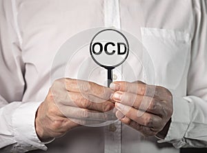 OCD abbreviation, mental disorder. Psychological concept. Obsessive compulsive disease