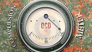 Ocd and Compulsion that is hitting a full scale, showing a very high level of ocd photo