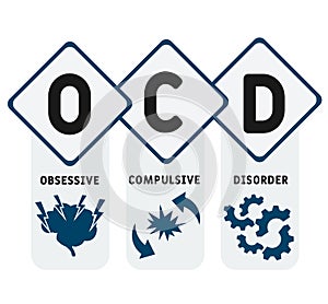 OCD - Obsessive Compulsive Disorder acronym, medical concept background.