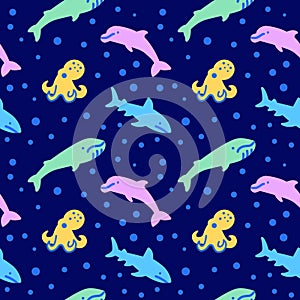 Ocean animal icons pattern