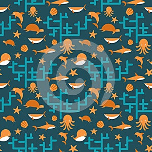 Ocean Animal Seamless Pattern