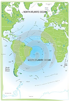 Ocean Atlantic map.