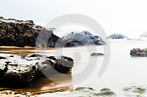 The ocean on the banks of rocks and rocks