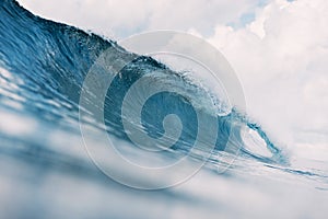Ocean barrel wave in ocean. Breaking wave for surfing