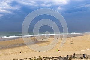 Ocean beach on the Atlantic coast of France near Lacanau-Ocean,