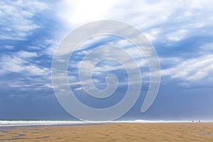 Ocean beach on the Atlantic coast of France near Lacanau-Ocean, Bordeaux