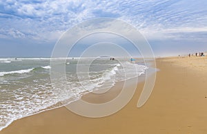 Ocean beach on the Atlantic coast of France near Lacanau-Ocean, Bordeaux