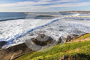 Ocean Beach Pier Aerial View and Southern California Pacific Coastline