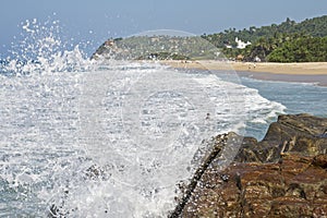 Ocean beach with surf spray