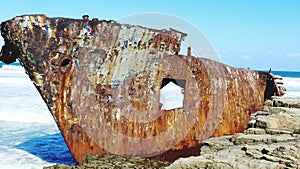 Ship wreck in Transkei Wild Coast South Africa photo
