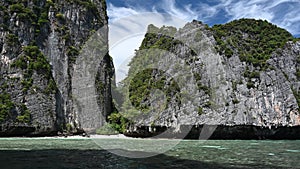 Ocean blue sea at Pileh Lagoon of Phi Phi Islands, Krabi Thailand nature landscape