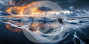 The ocean is calm and the sky is cloudy