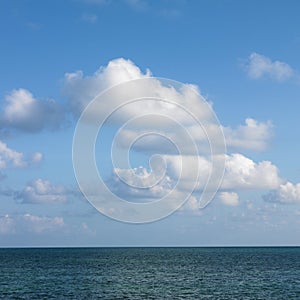 Ocean and clouds.