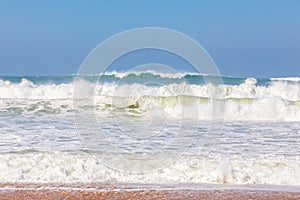 Ocean coast, moviment waves with foam. photo