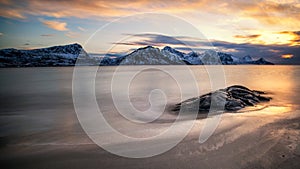 Ocean coast at sunset, Norway