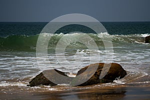 Ocean coast with waves and rocks