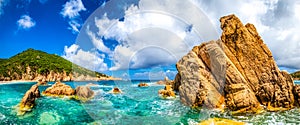 Ocean coastline scenic panoramic view in Costa Paradiso, Sardinia photo