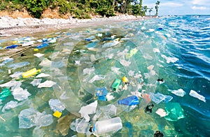 Ocean and coasts infested with plastic waste and microplastics