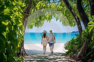 Ocean couple summer tropical travel holiday nature beach sea vacation sand honeymoon