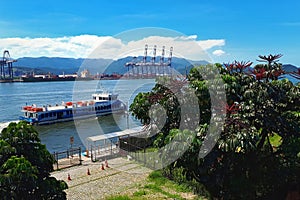 The ocean is cowded of ships in Santos. photo