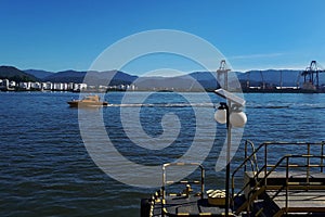 The ocean is cowded of ships in Santos. photo