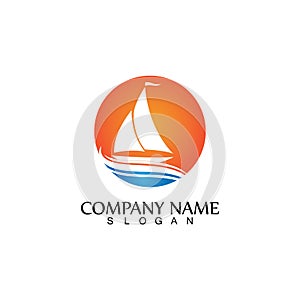 ocean cruise linear ship silhouette simple linear logo-vector photo