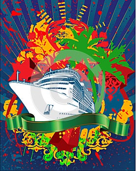 Ocean Cruise Liner Splash And Banner