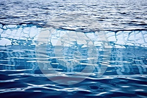 ocean currents creating patterns around rectangular iceberg