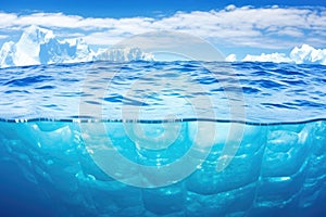 ocean currents creating patterns around rectangular iceberg