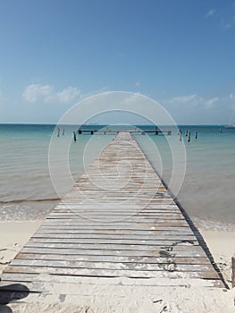 Ocean Dock Isla Mujeres Cancun Quintana Roo Mexico blue water sky wooden travel tourism