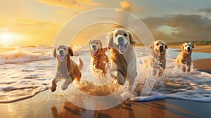 ocean dogs at the beach