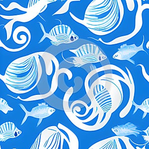 ocean draw abstract background, underwater, random element pattern design