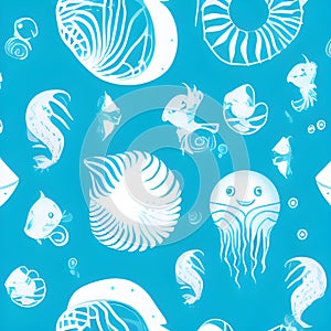 ocean draw abstract background, underwater, random element pattern design