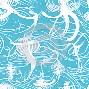 ocean draw abstract background, underwater, random element pattern design