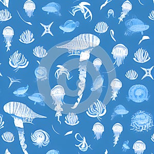 ocean draw random background, underwater, abstract element pattern design