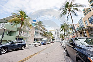 Ocean Drive Miami Beach FL view down 14th Street north photo