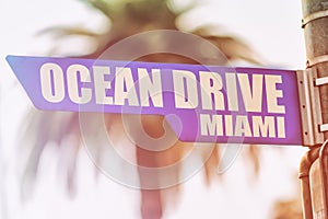 Ocean Drive Miami Street Sign photo