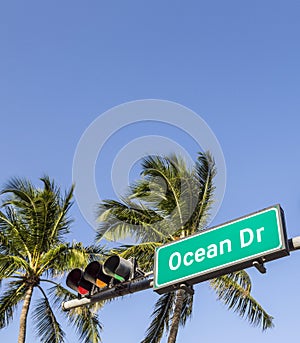 Ocean Drive Street Sign in Miami Beach