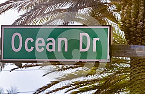 Ocean Drive street sign in Miami Beach, Florida